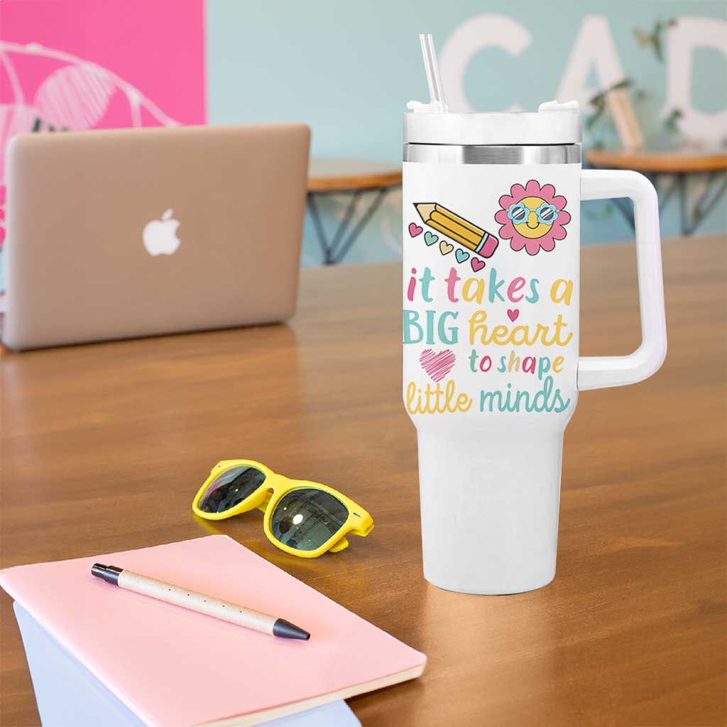 Teacher Life Tumbler With Handle It Takes A Big Heart To Shape Little Minds Teacher Gifts