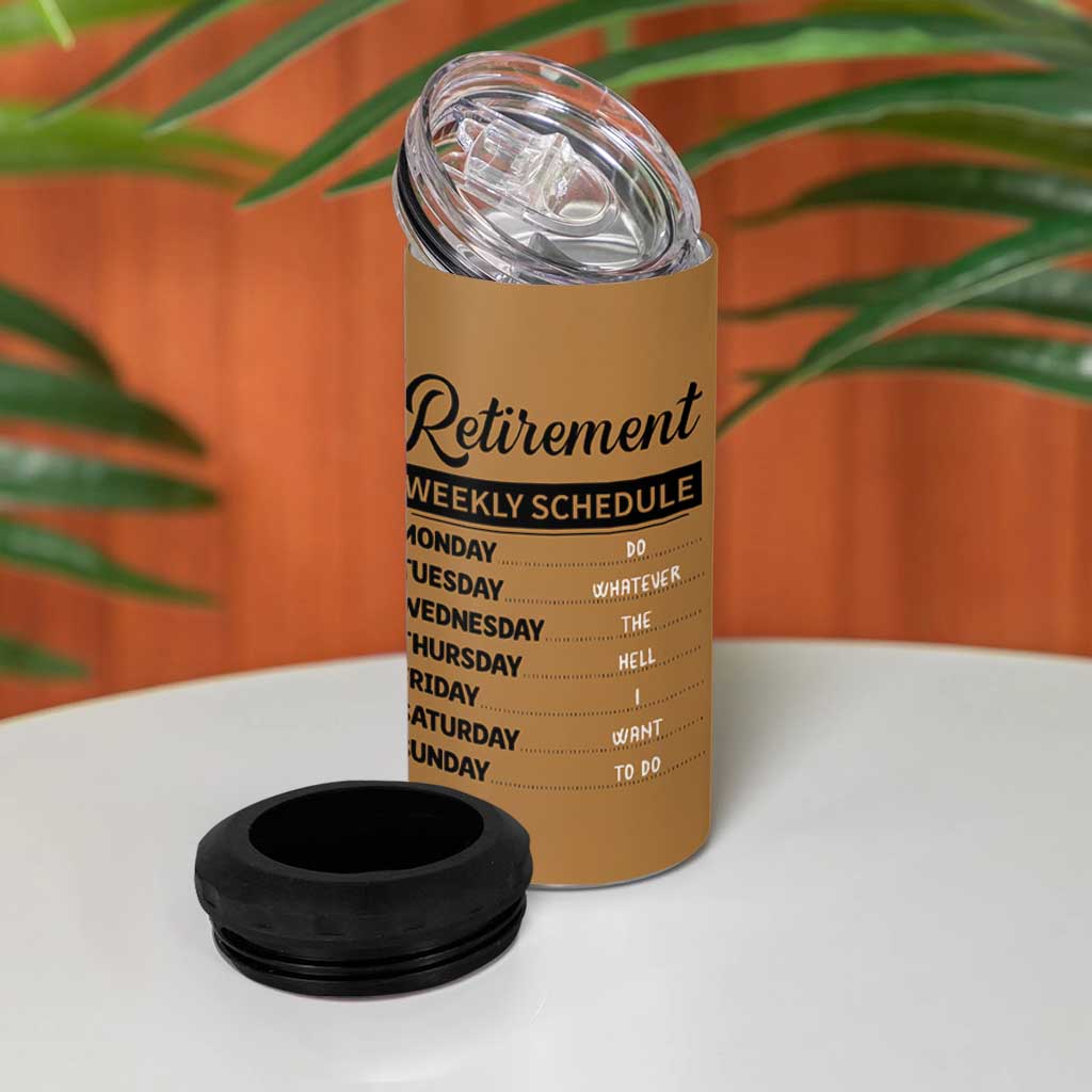Retirement Gifts For Men 4 in 1 Can Cooler Tumbler Retirement Weekly Schedule Coworker Leaving Goodbye Gift