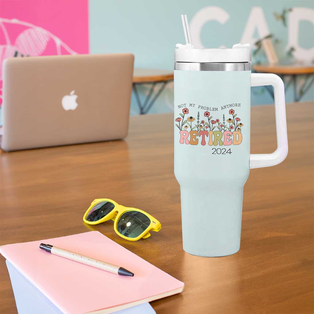 Retirement Gifts Tumbler With Handle Retired Not My Problem Anymore Cup - Wonder Print Shop