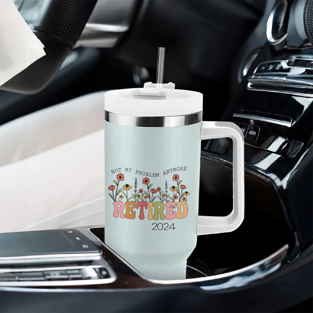 Retirement Gifts Tumbler With Handle Retired Not My Problem Anymore Cup - Wonder Print Shop