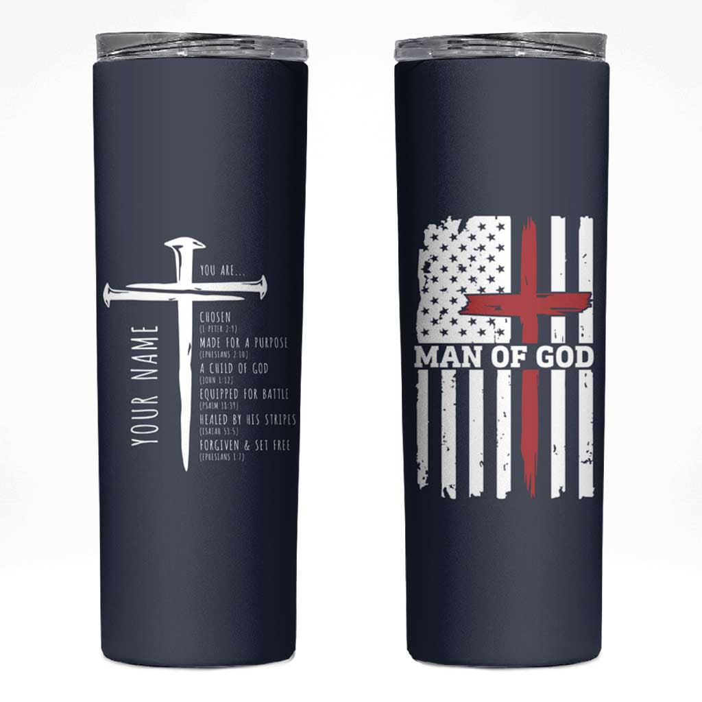 Personalized Christian Gifts For Men Skinny Tumbler Custom Name Man Of God Bible Verse Religious Gift