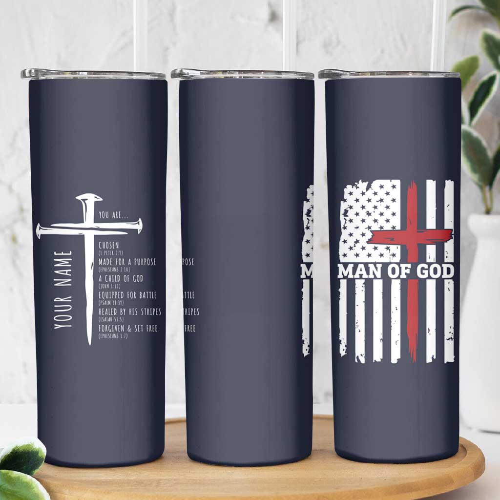 Personalized Christian Gifts For Men Skinny Tumbler Custom Name Man Of God Bible Verse Religious Gift