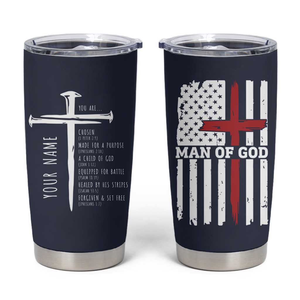 Personalized Christian Gifts For Men Tumbler Cup Custom Name Man Of God Bible Verse Religious Gift