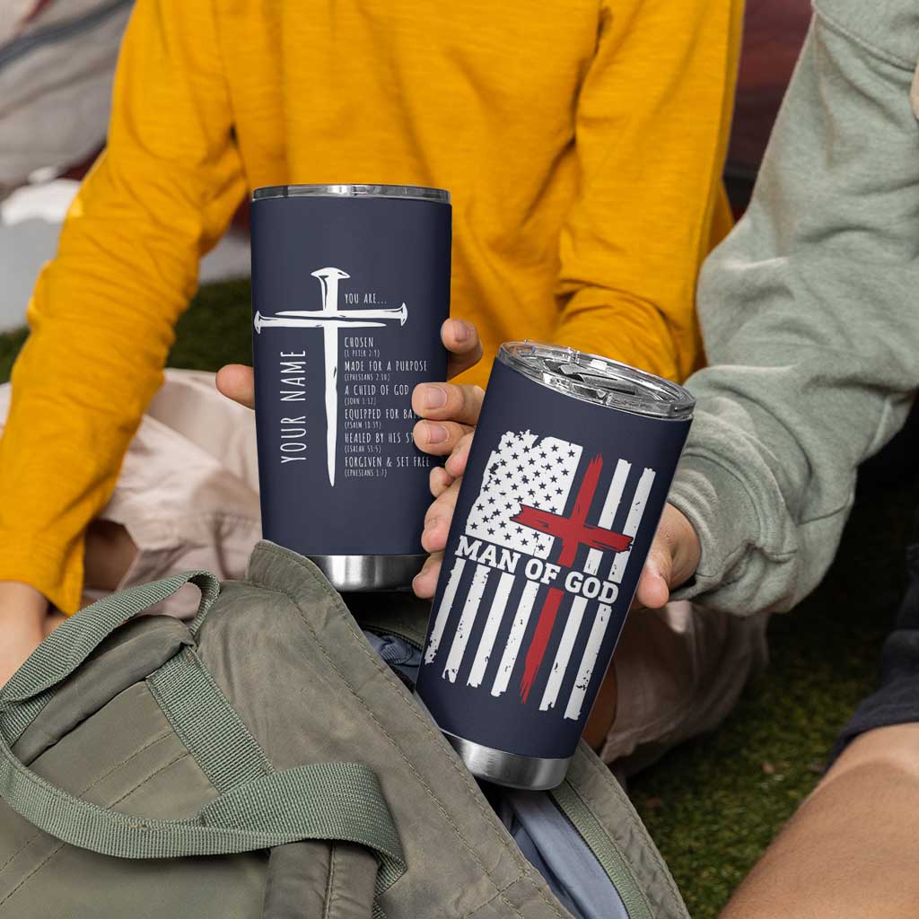 Personalized Christian Gifts For Men Tumbler Cup Custom Name Man Of God Bible Verse Religious Gift