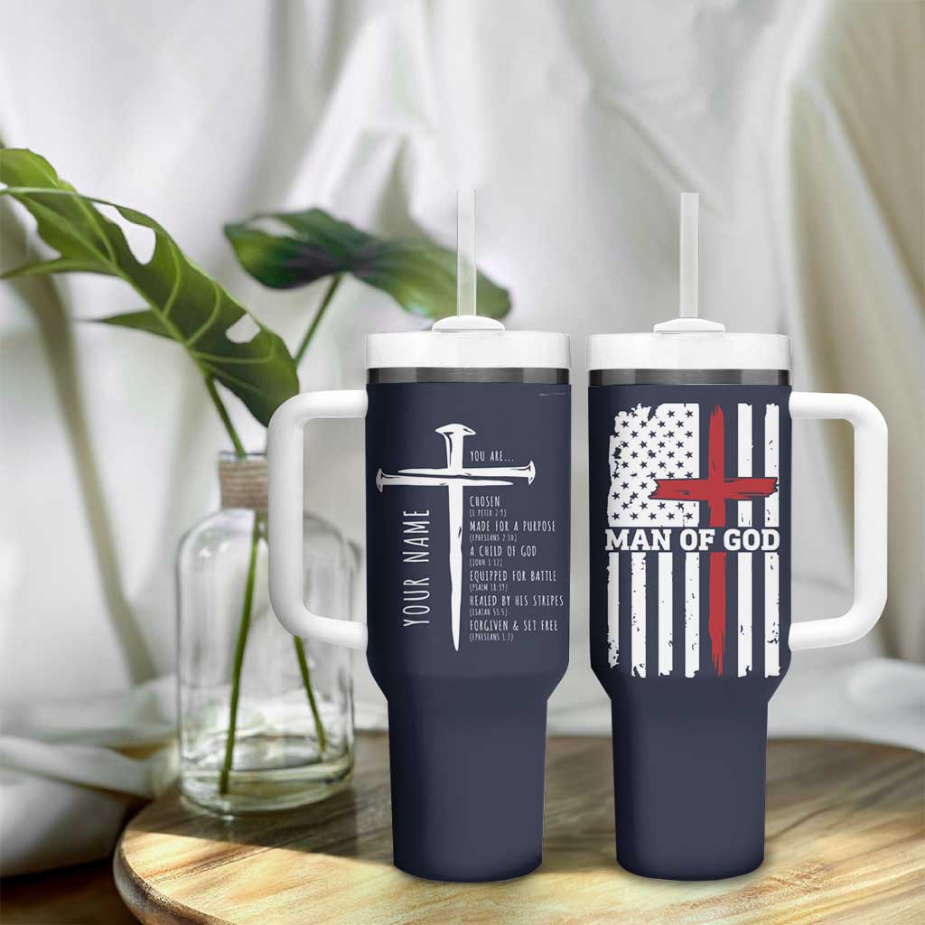 Personalized Christian Gifts For Men Tumbler With Handle Custom Name Man Of God Bible Verse Religious Gift