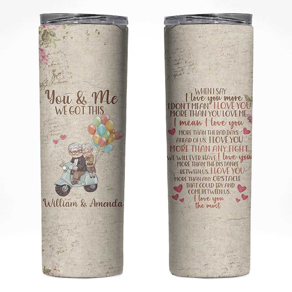 Personalized Couple Gift for Anniversary Skinny Tumbler Custome Name Vintage Romantic Elderly Couple