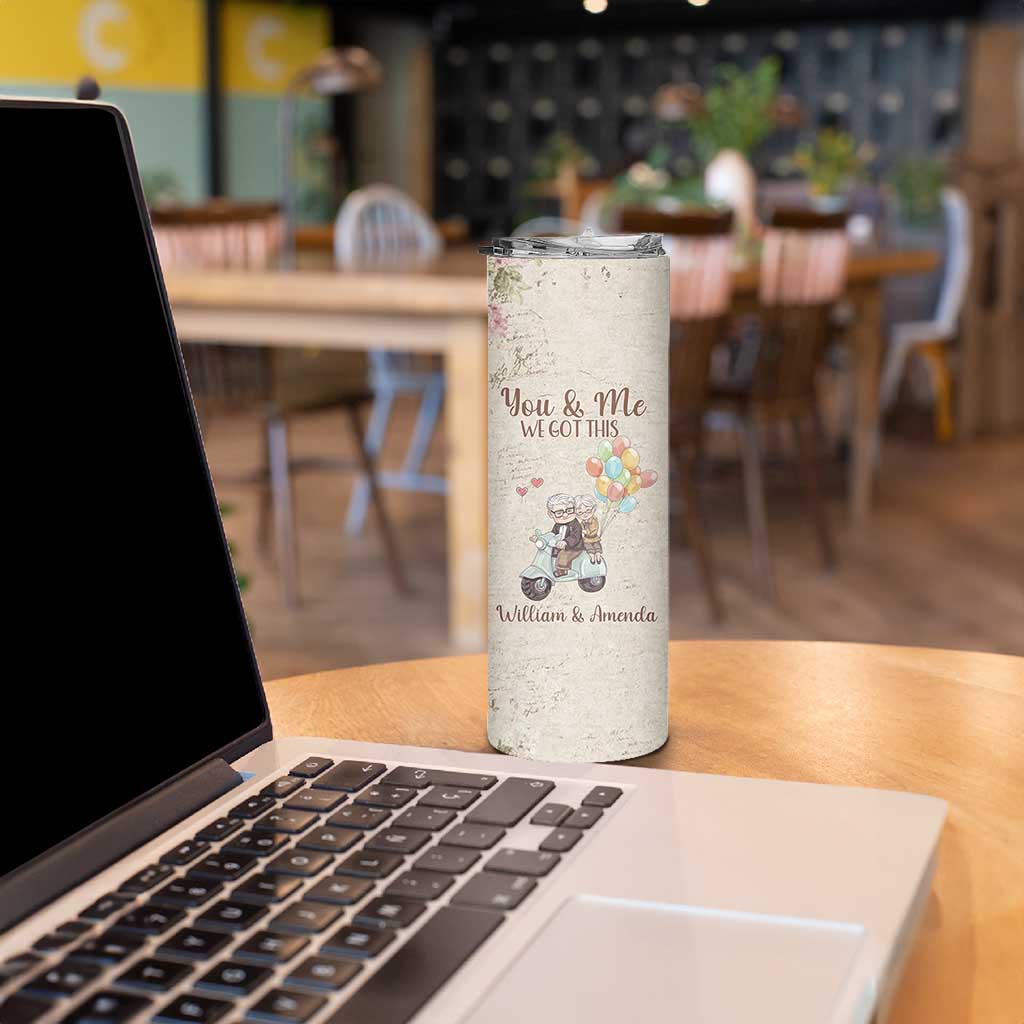 Personalized Couple Gift for Anniversary Skinny Tumbler Custome Name Vintage Romantic Elderly Couple