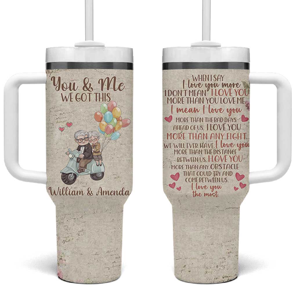 Personalized Couple Gift for Anniversary Tumbler With Handle Custome Name Vintage Romantic Elderly Couple