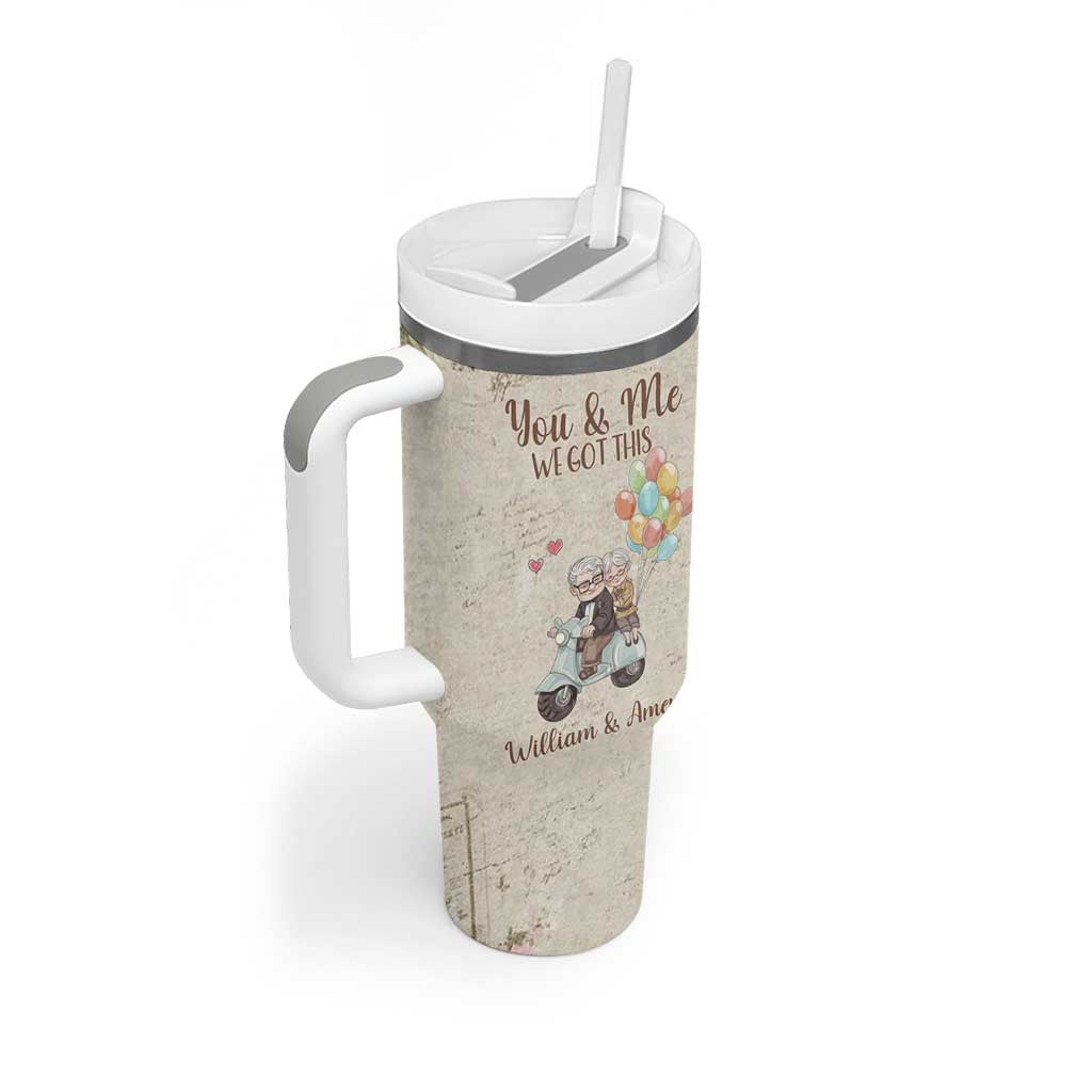 Personalized Couple Gift for Anniversary Tumbler With Handle Custome Name Vintage Romantic Elderly Couple