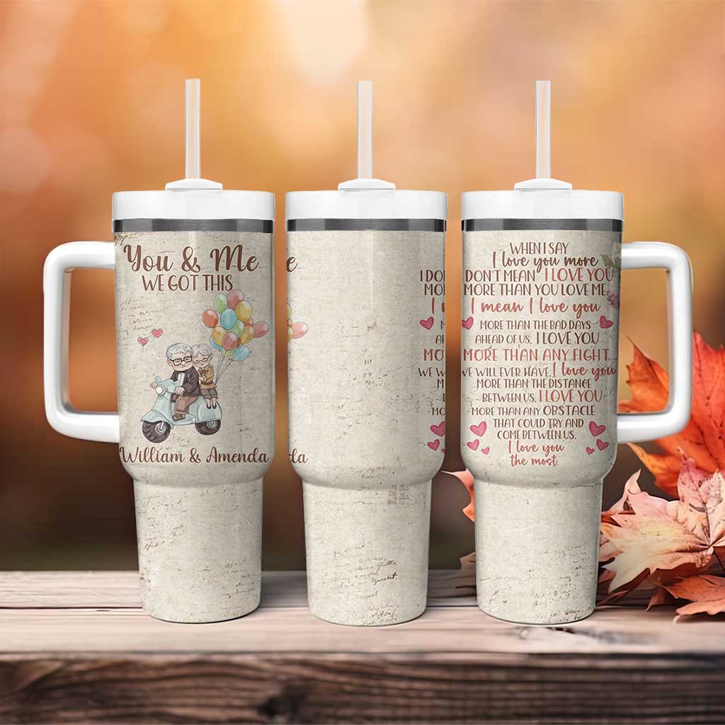 Personalized Couple Gift for Anniversary Tumbler With Handle Custome Name Vintage Romantic Elderly Couple