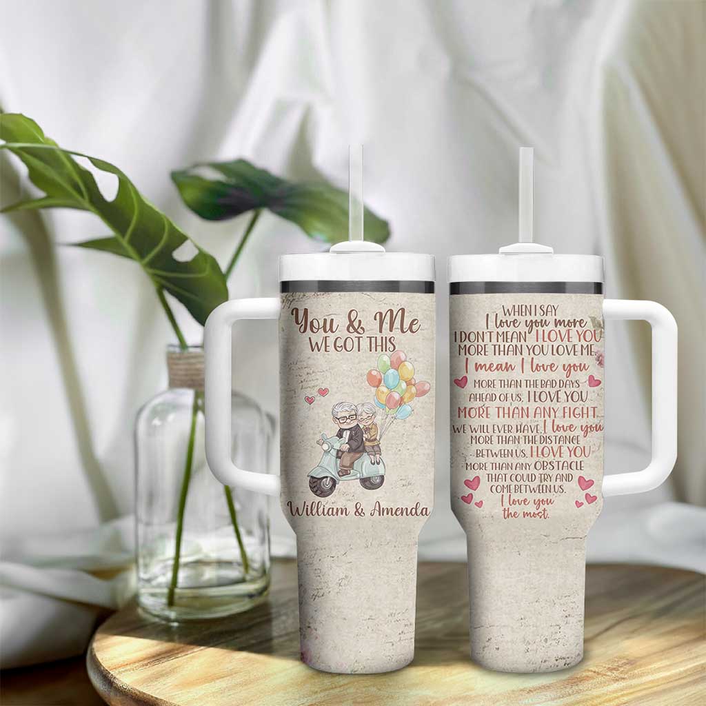 Personalized Couple Gift for Anniversary Tumbler With Handle Custome Name Vintage Romantic Elderly Couple