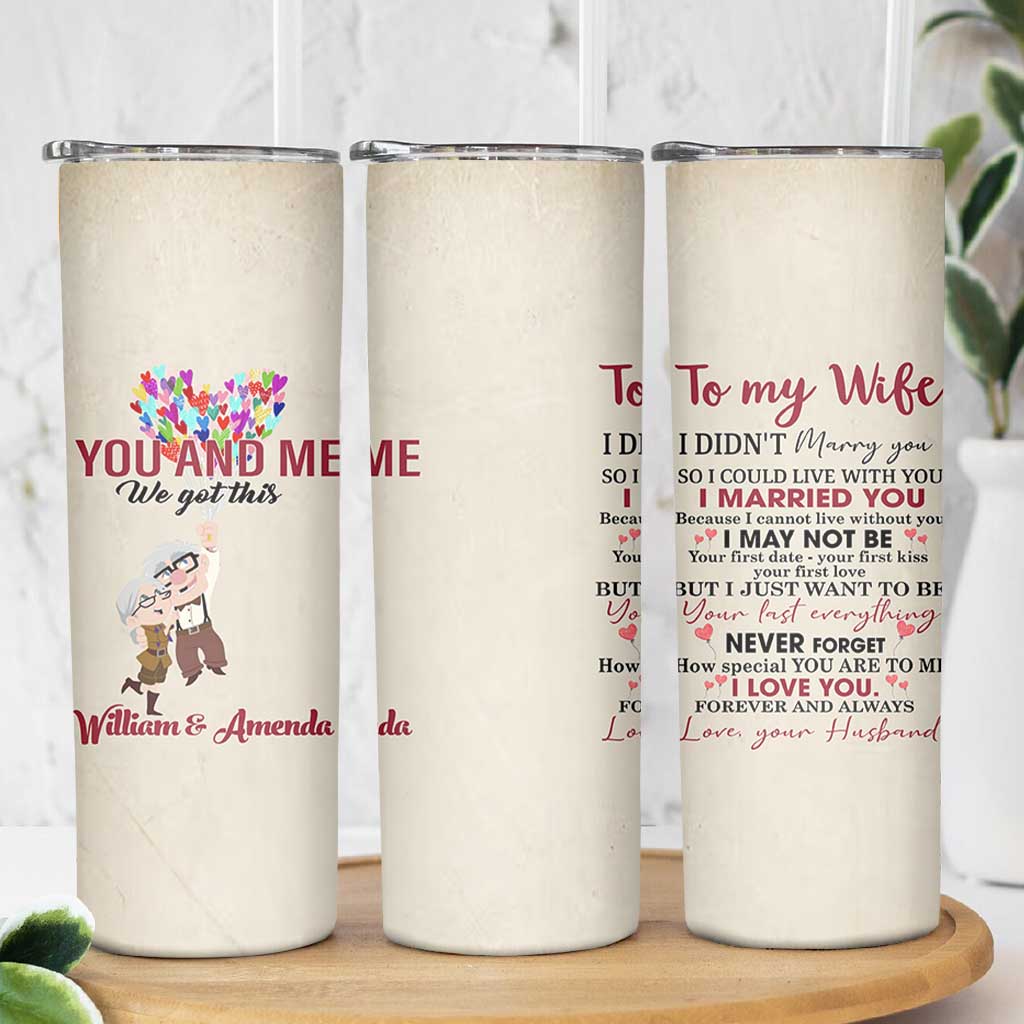 Personalized Anniversary Gift for Wife Skinny Tumbler Custome Name To My Wife Love Quote From Husband
