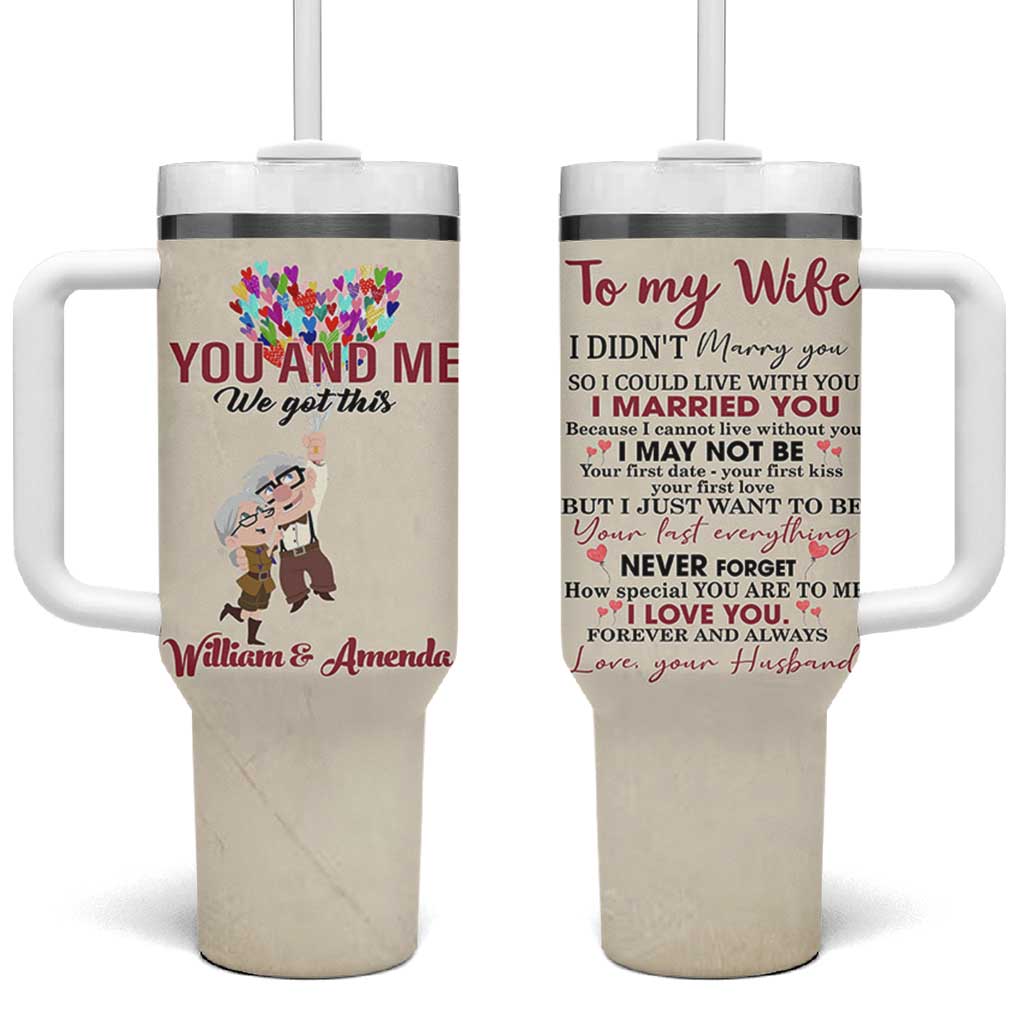 Personalized Anniversary Gift for Wife Tumbler With Handle Custome Name To My Wife Love Quote From Husband