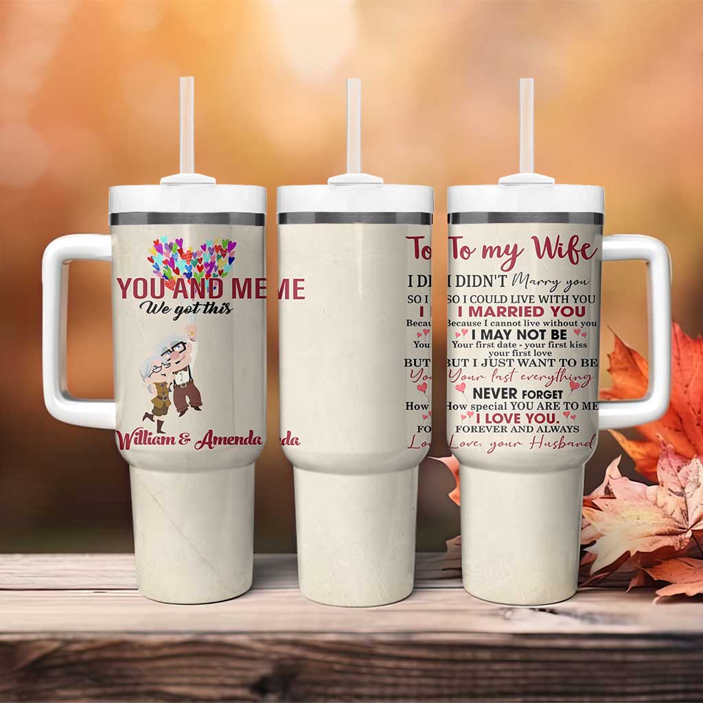 Personalized Anniversary Gift for Wife Tumbler With Handle Custome Name To My Wife Love Quote From Husband