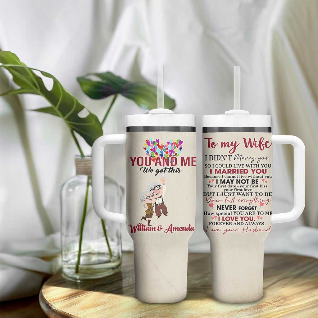 Personalized Anniversary Gift for Wife Tumbler With Handle Custome Name To My Wife Love Quote From Husband