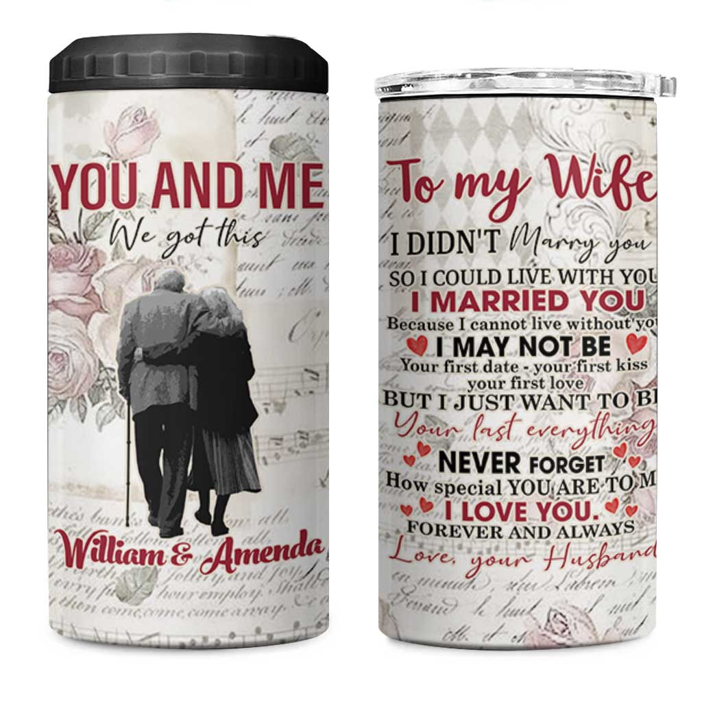 Personalized Anniversary Gift for Wife 4 in 1 Can Cooler Tumbler Custome Name Forever Married Love From Husband