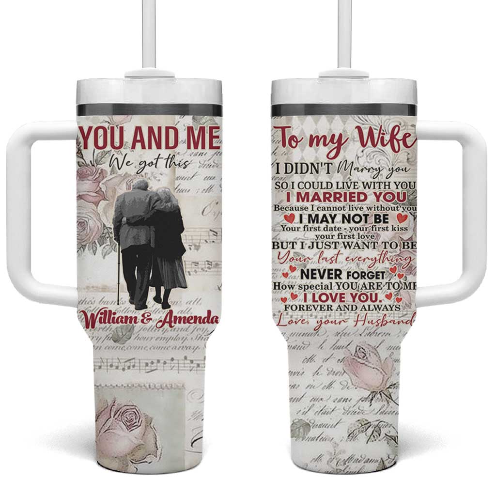 Personalized Anniversary Gift for Wife Tumbler With Handle Custome Name Forever Married Love From Husband