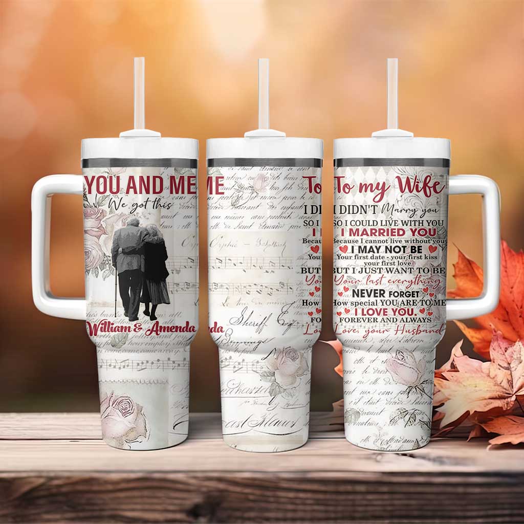 Personalized Anniversary Gift for Wife Tumbler With Handle Custome Name Forever Married Love From Husband