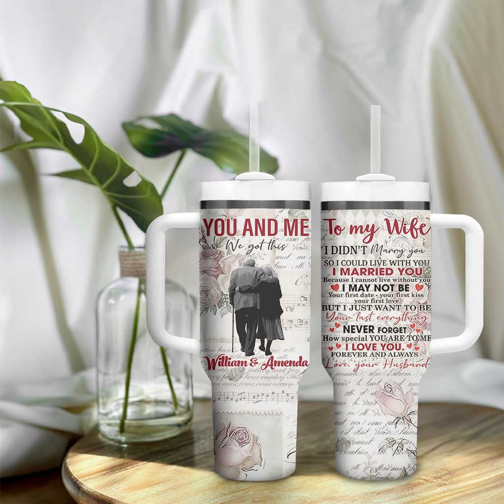 Personalized Anniversary Gift for Wife Tumbler With Handle Custome Name Forever Married Love From Husband