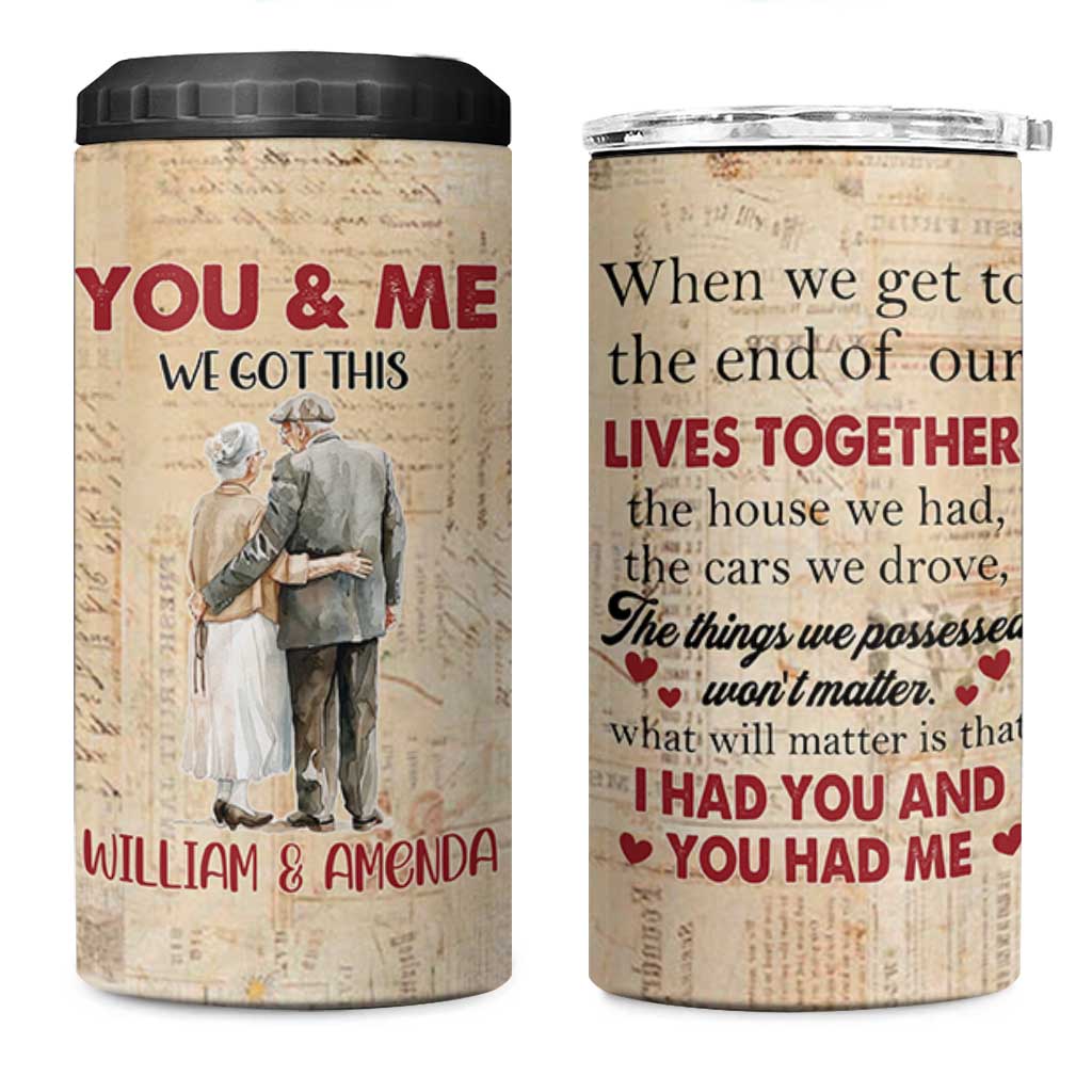 Personalized Anniversary Gift 4 in 1 Can Cooler Tumbler Custome Name You And Me Forever Love