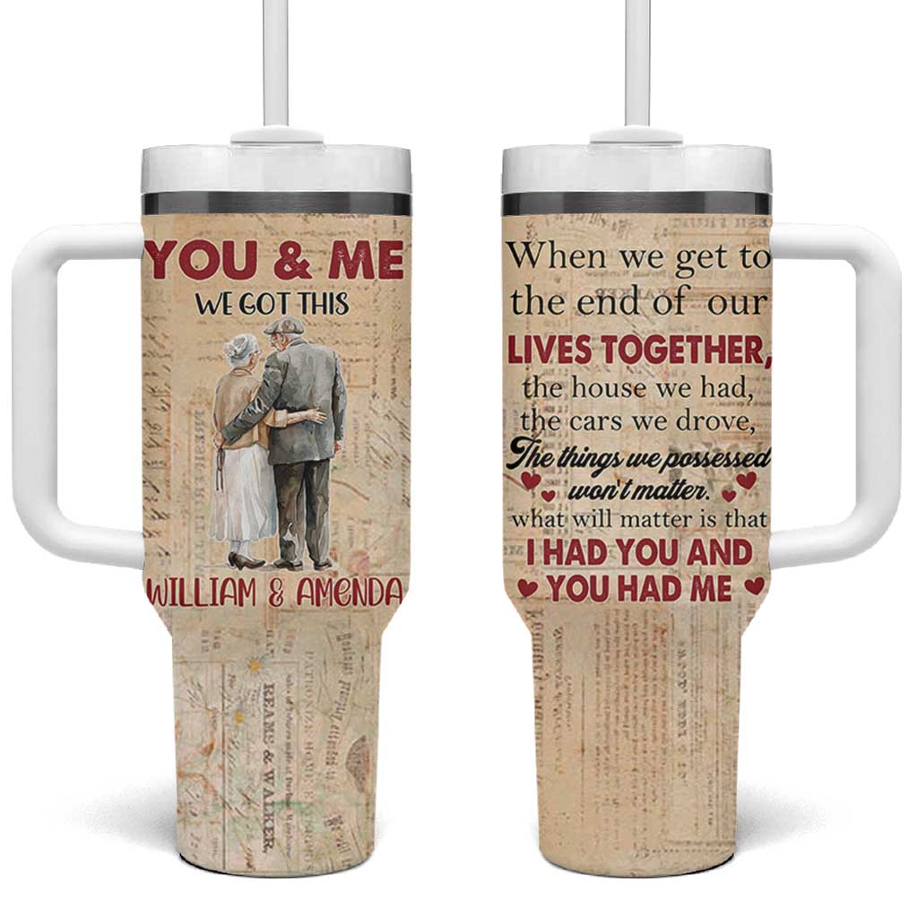Personalized Anniversary Gift Tumbler With Handle Custome Name You And Me Forever Love