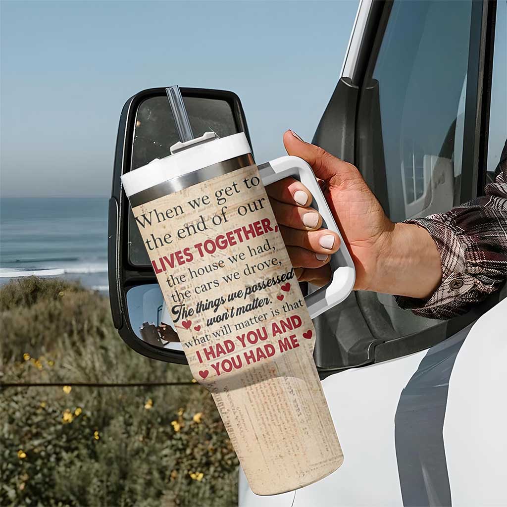 Personalized Anniversary Gift Tumbler With Handle Custome Name You And Me Forever Love
