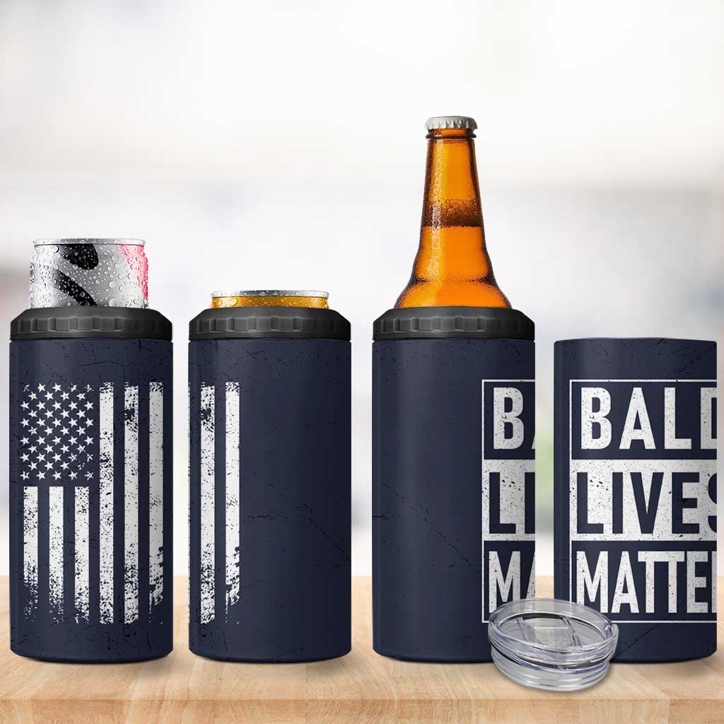 Funny Dad Gifts 4 in 1 Can Cooler Tumbler Bald Lives Matter Gag Gift Rude Mug