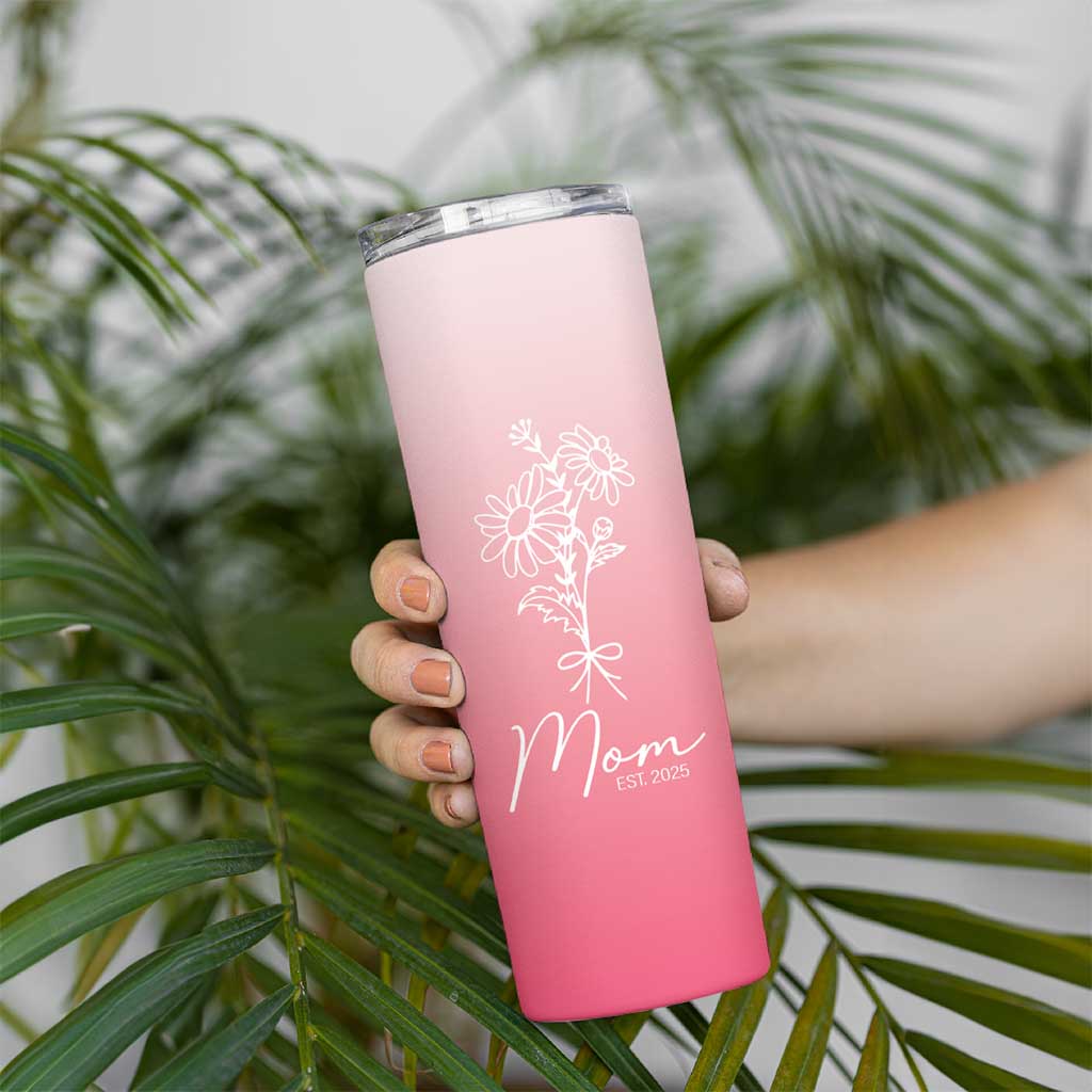 Mothers Day Gifts For New Mom 2025 Skinny Tumbler Flower First Time Mom Gift Pink
