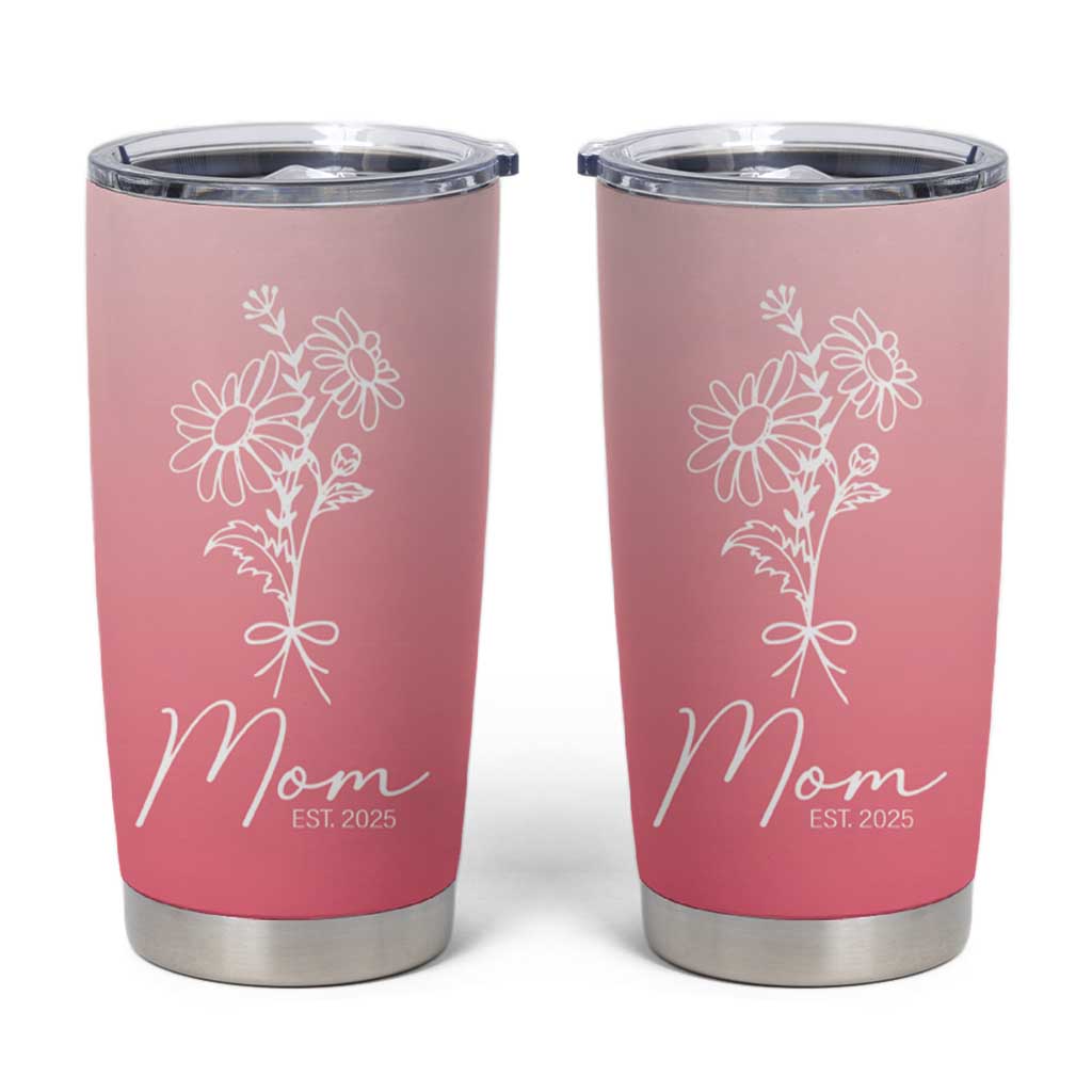 Mothers Day Gifts For New Mom 2025 Tumbler Cup Flower First Time Mom Gift Pink
