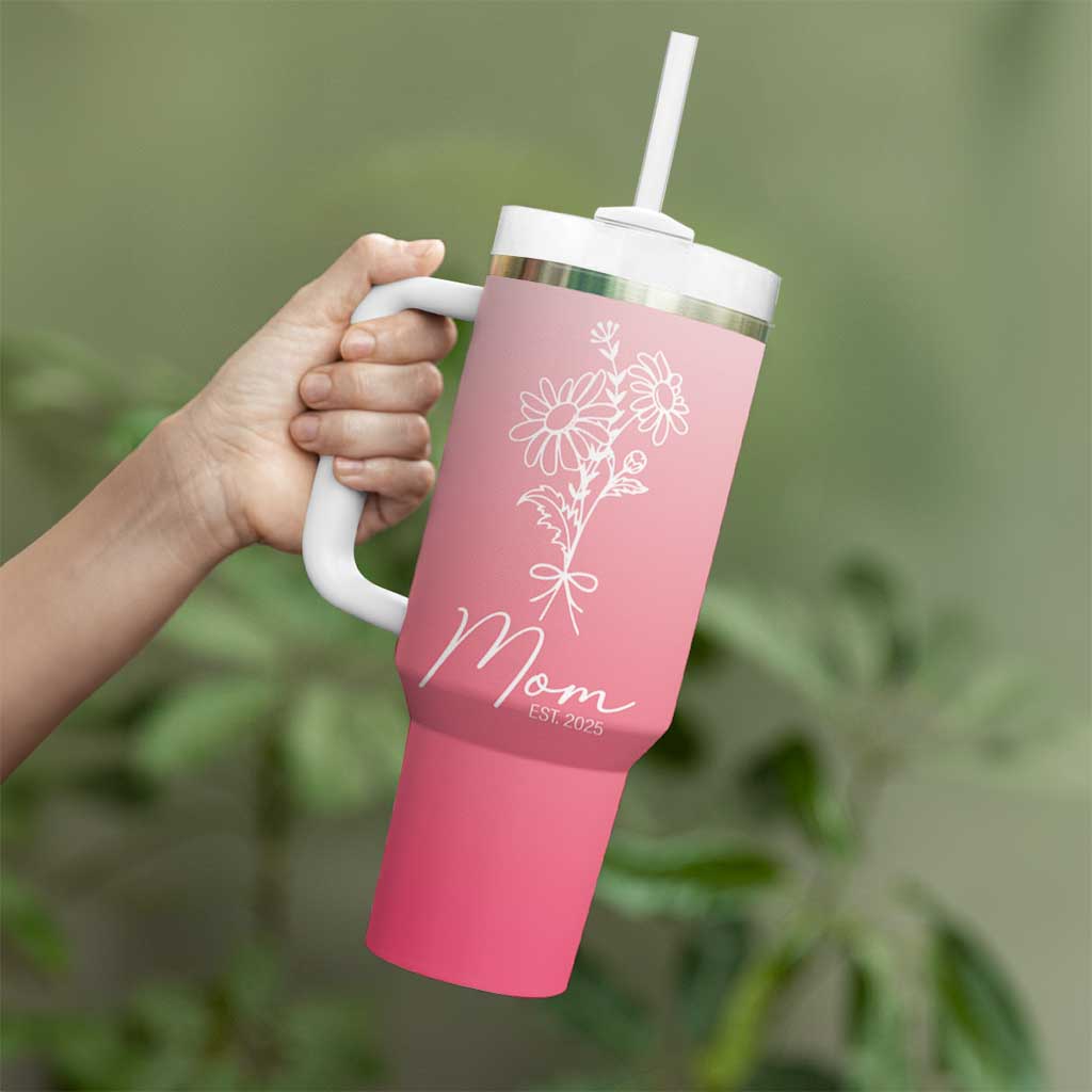 Mothers Day Gifts For New Mom 2025 Tumbler With Handle Flower First Time Mom Gift Pink