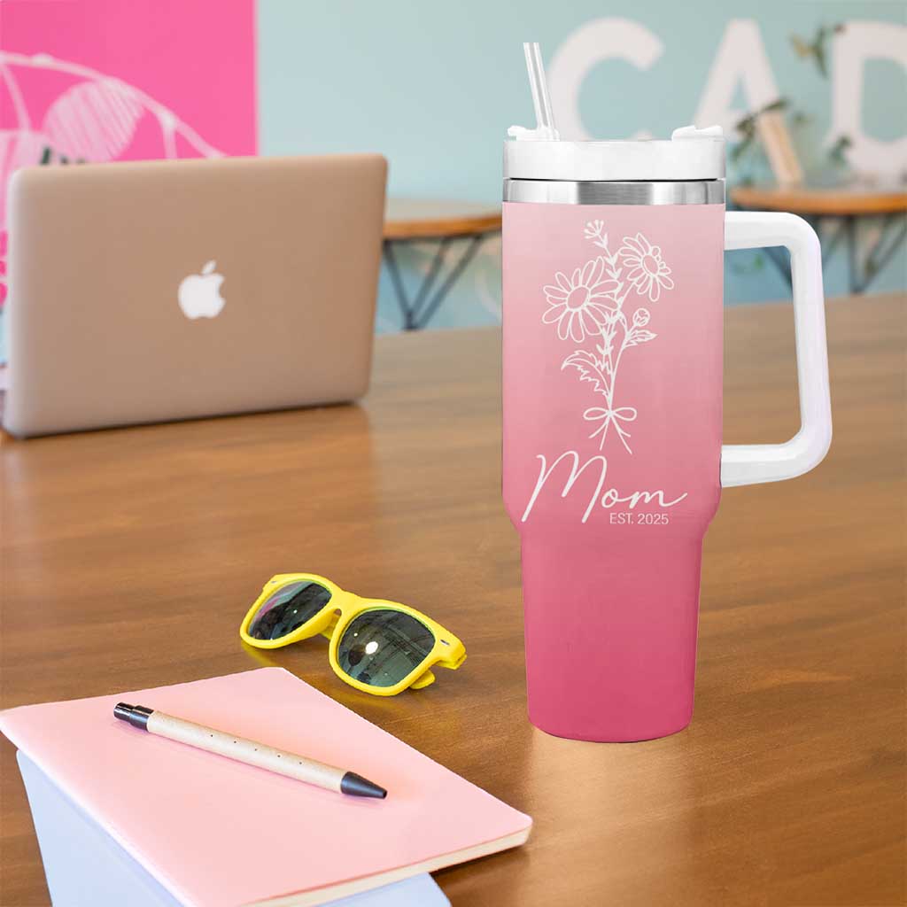 Mothers Day Gifts For New Mom 2025 Tumbler With Handle Flower First Time Mom Gift Pink
