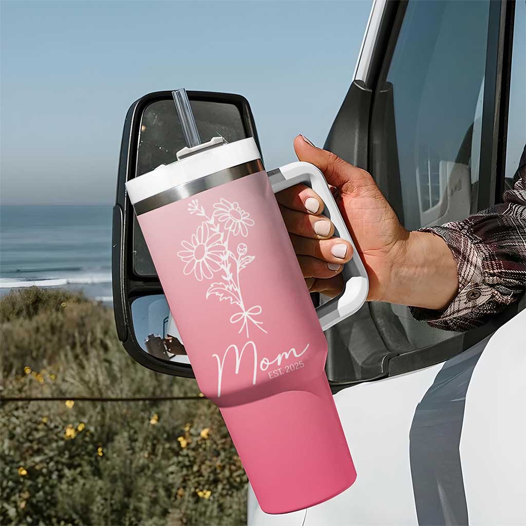 Mothers Day Gifts For New Mom 2025 Tumbler With Handle Flower First Time Mom Gift Pink