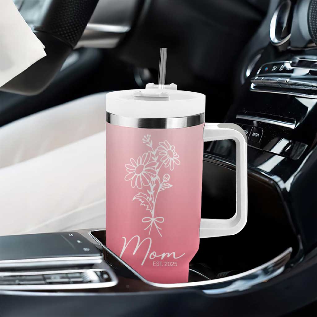 Mothers Day Gifts For New Mom 2025 Tumbler With Handle Flower First Time Mom Gift Pink