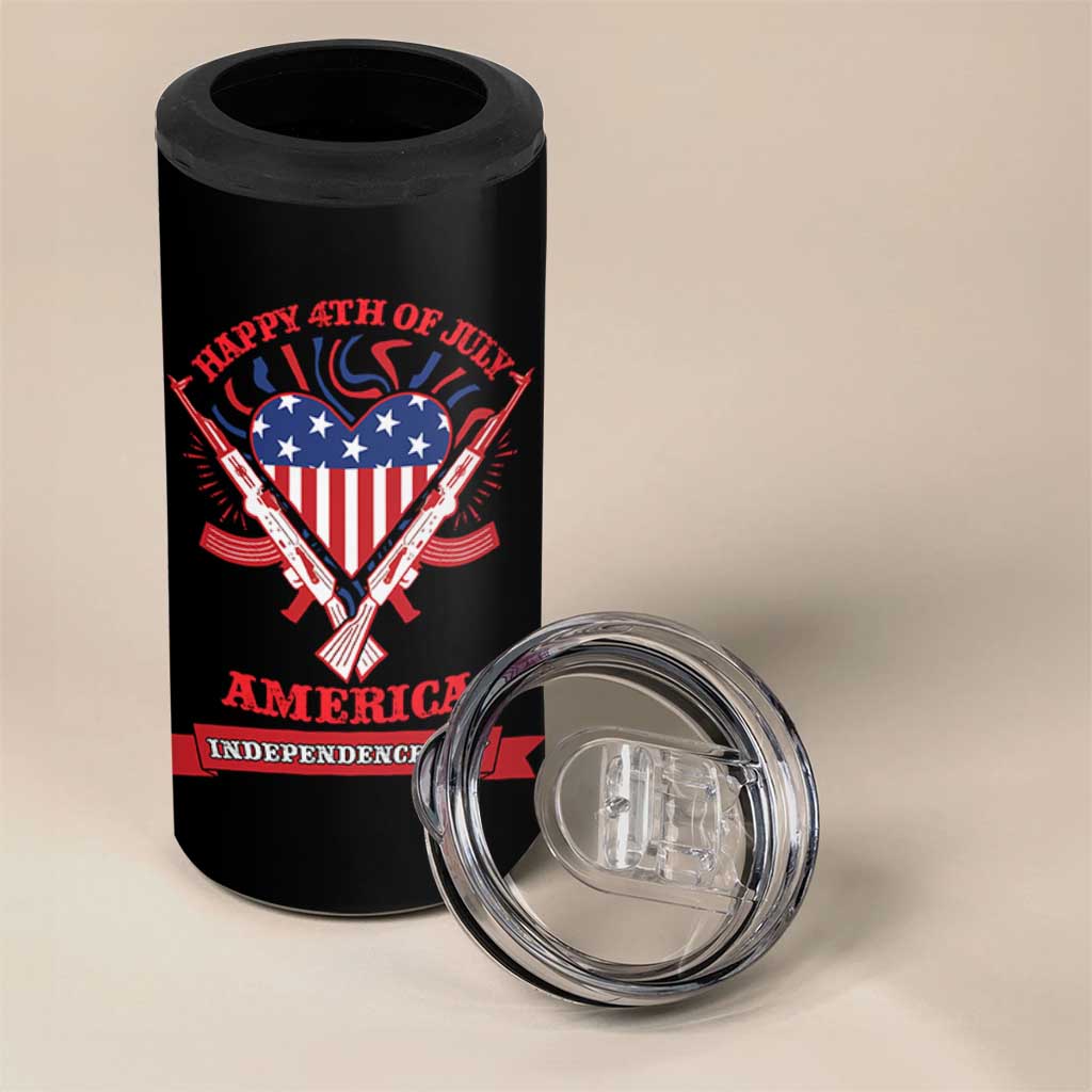 Happy 4th Of July 4 in 1 Can Cooler Tumbler America Independence Day Memorial Day Patriotic Party USA Flag