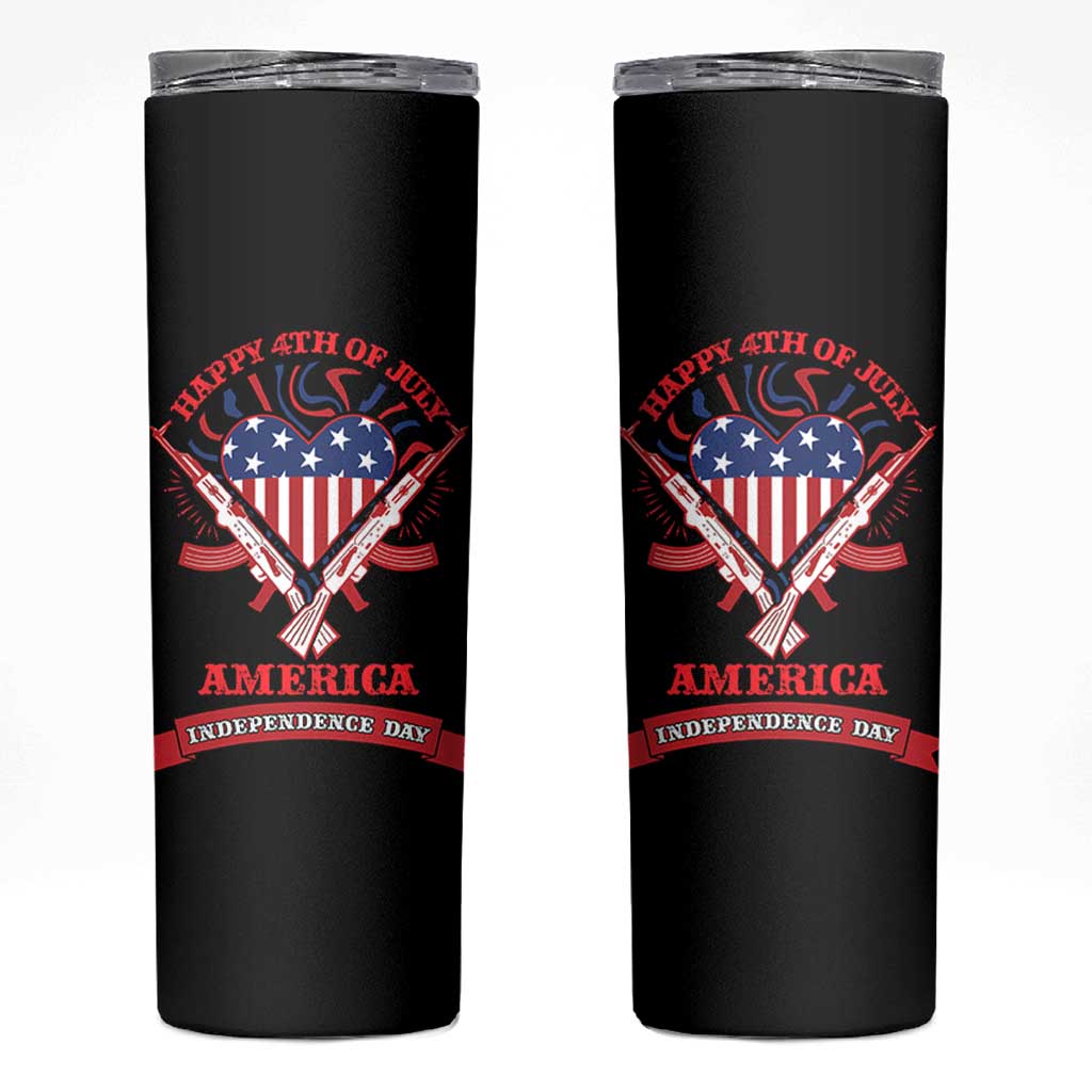 Happy 4th Of July Skinny Tumbler America Independence Day Memorial Day Patriotic Party USA Flag