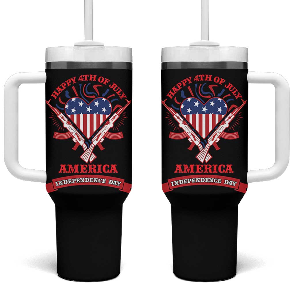 Happy 4th Of July Tumbler With Handle America Independence Day Memorial Day Patriotic Party USA Flag