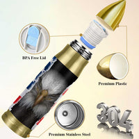 Proud Navy Veteran Bullet Tumbler American Flag Eagle Military Gifts