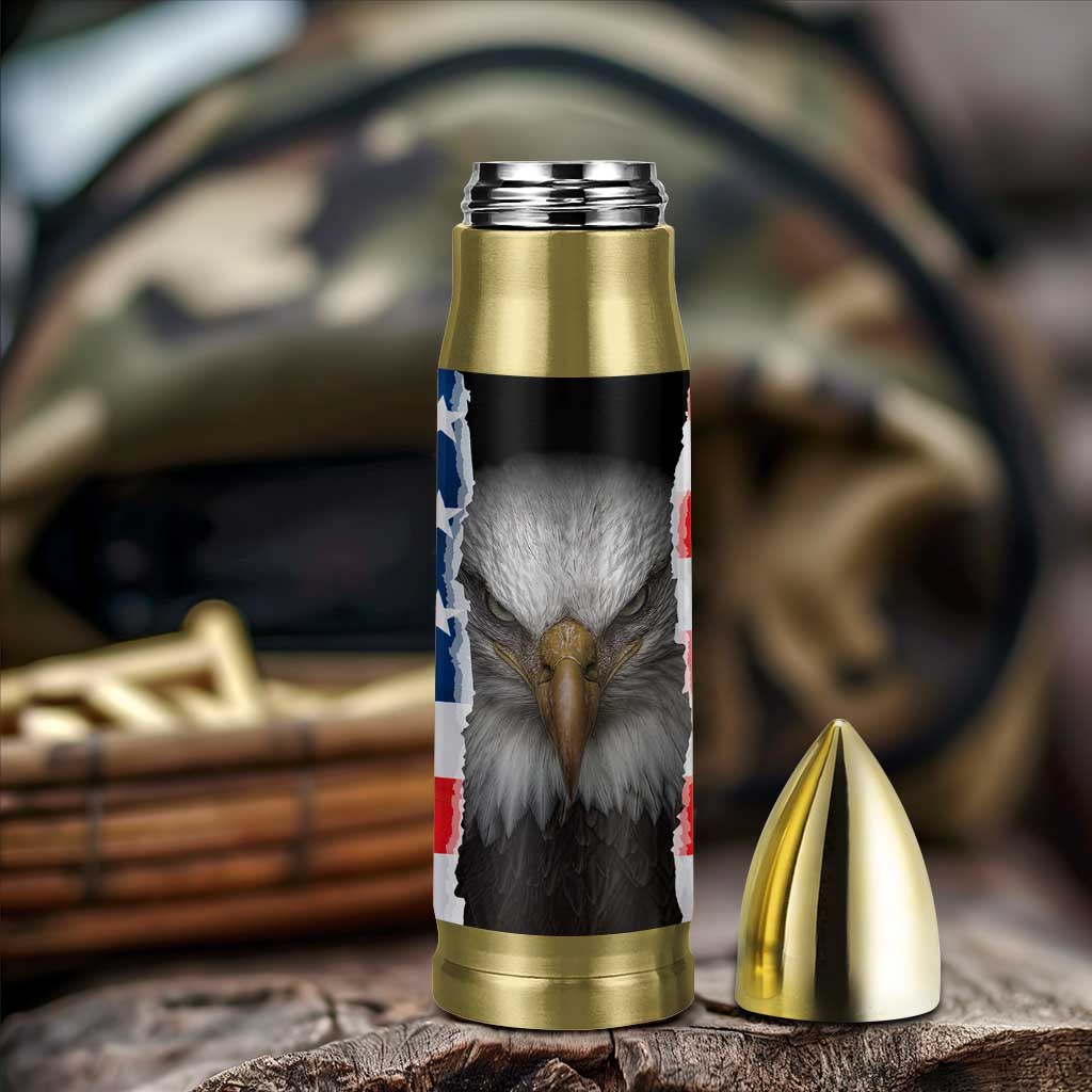 Proud Navy Veteran Bullet Tumbler American Flag Eagle Military Gifts