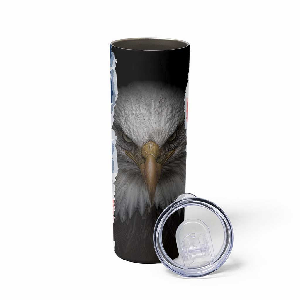 Proud Navy Veteran Skinny Tumbler American Flag Eagle Military Gifts