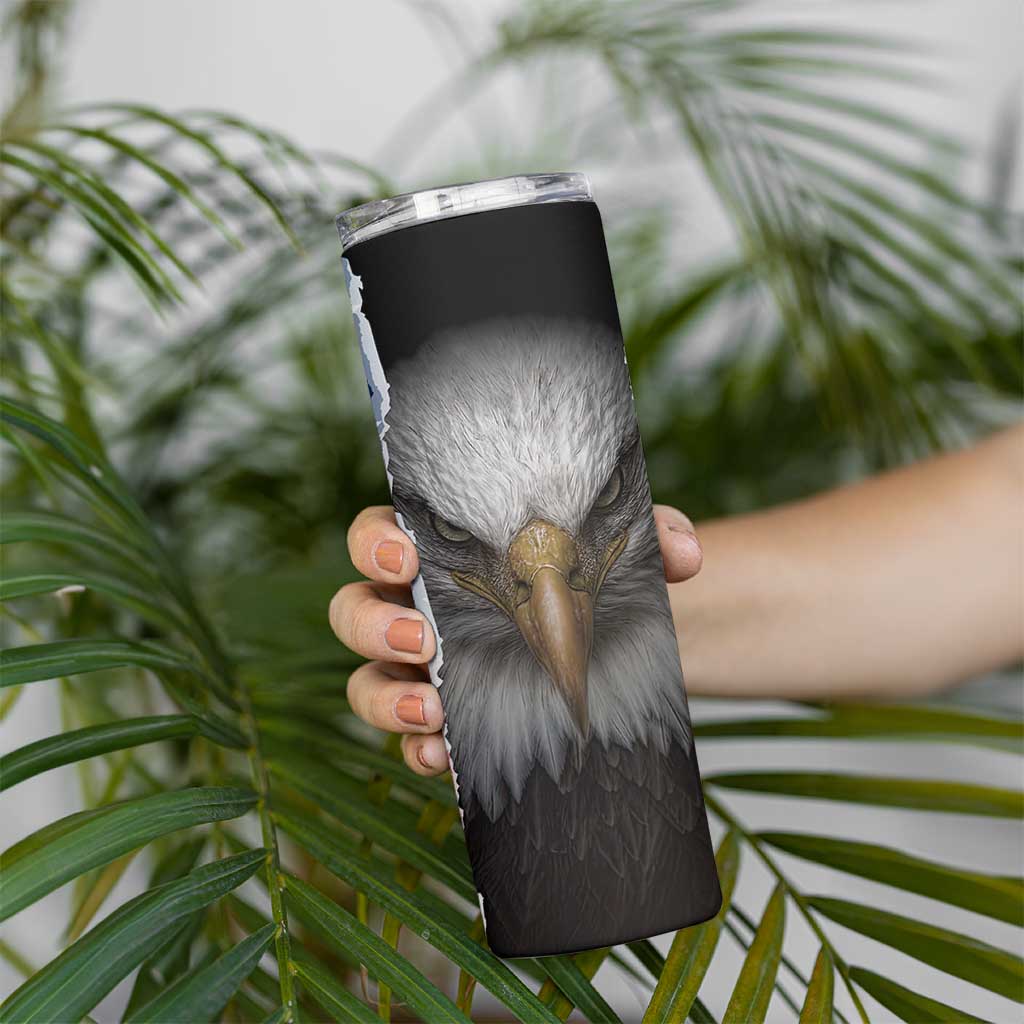 Proud Navy Veteran Skinny Tumbler American Flag Eagle Military Gifts