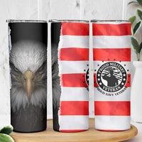 Proud Navy Veteran Skinny Tumbler American Flag Eagle Military Gifts