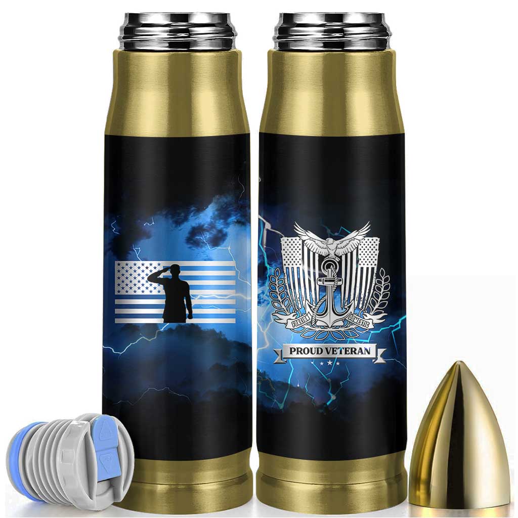 Proud Navy Veteran Bullet Tumbler Vintage American Flag