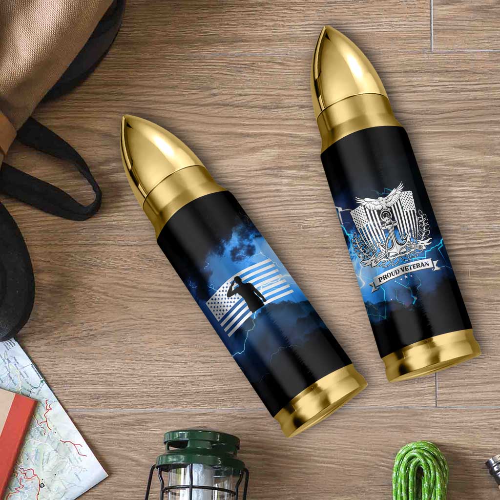 Proud Navy Veteran Bullet Tumbler Vintage American Flag