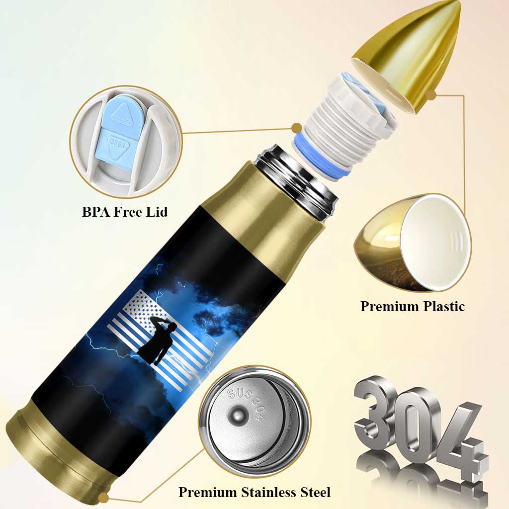 Proud Navy Veteran Bullet Tumbler Vintage American Flag