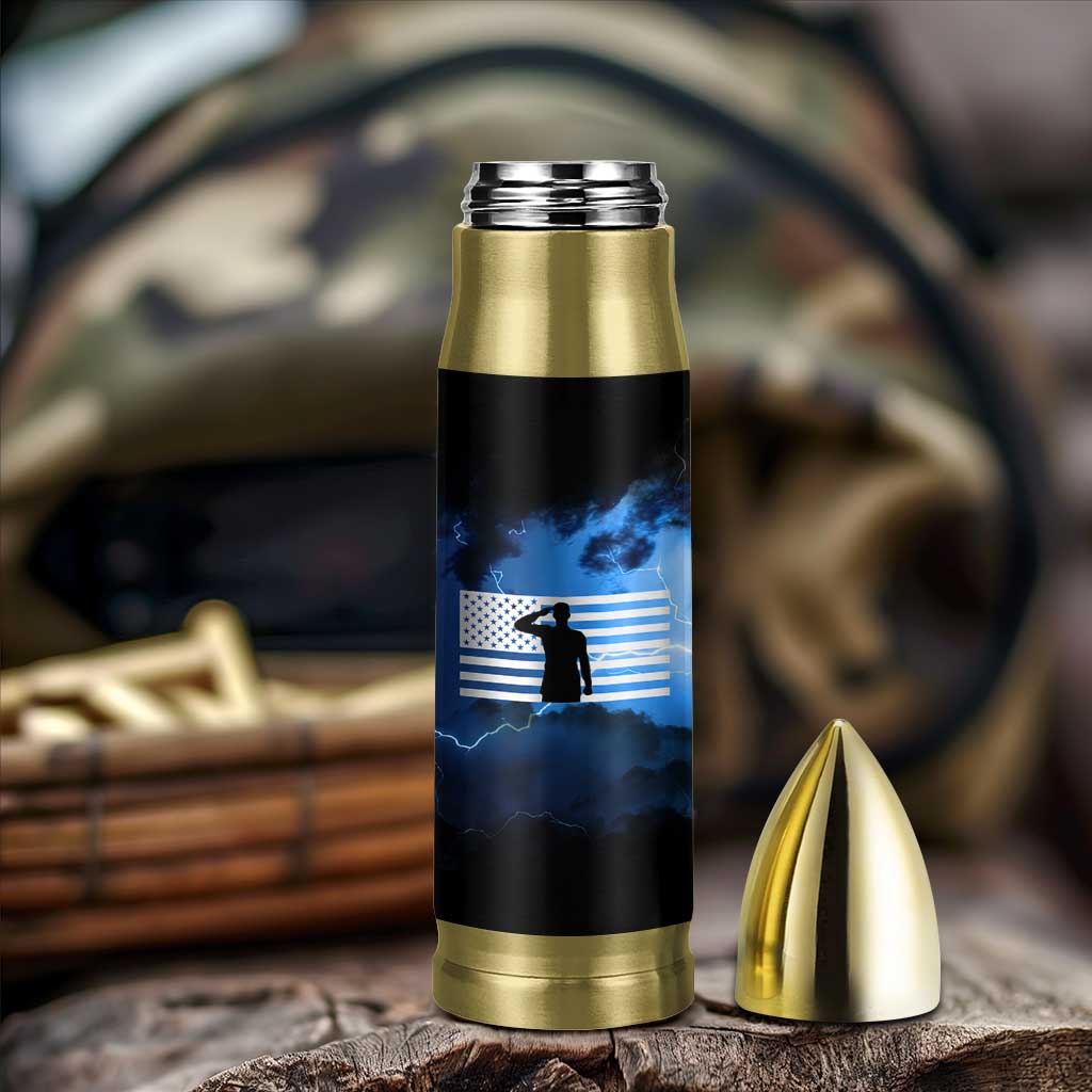 Proud Navy Veteran Bullet Tumbler Vintage American Flag