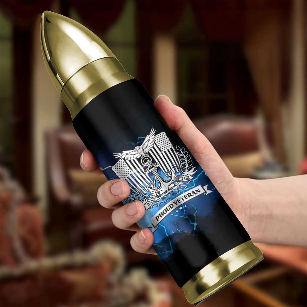 Proud Navy Veteran Bullet Tumbler Vintage American Flag