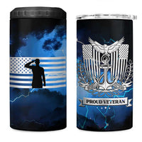 Proud Navy Veteran 4 in 1 Can Cooler Tumbler Vintage American Flag