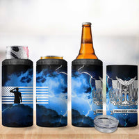 Proud Navy Veteran 4 in 1 Can Cooler Tumbler Vintage American Flag