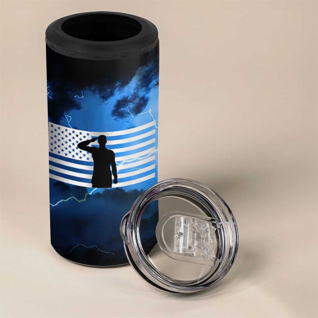 Proud Navy Veteran 4 in 1 Can Cooler Tumbler Vintage American Flag