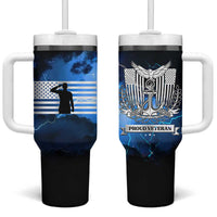 Proud Navy Veteran Tumbler With Handle Vintage American Flag